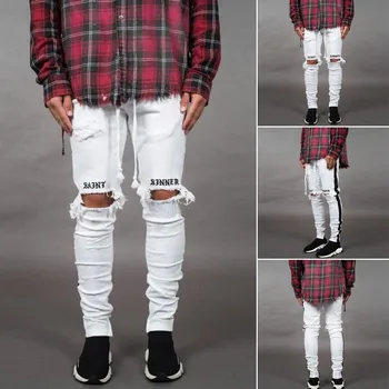 

2019 men's tight-fitting jeans slim slim elastic denim zipper feet pencil trousers jeans men's 6.11