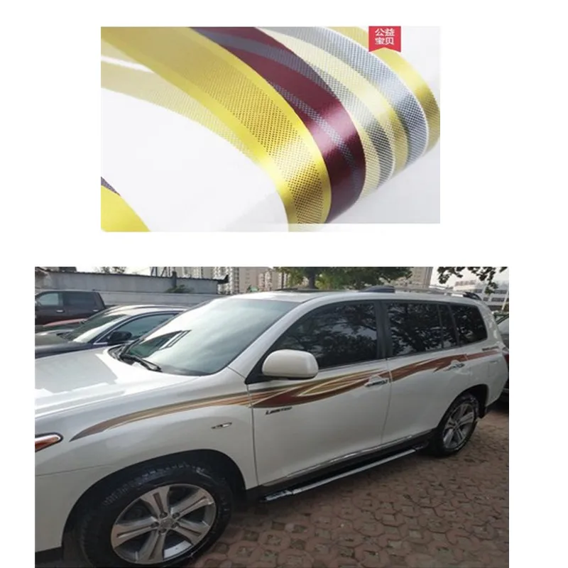 

Body Color Strip Car Sticker New Pull Flower Waist line Car Sticker Decoration For 09/10//11//12/13/14 Highlander cardecoration