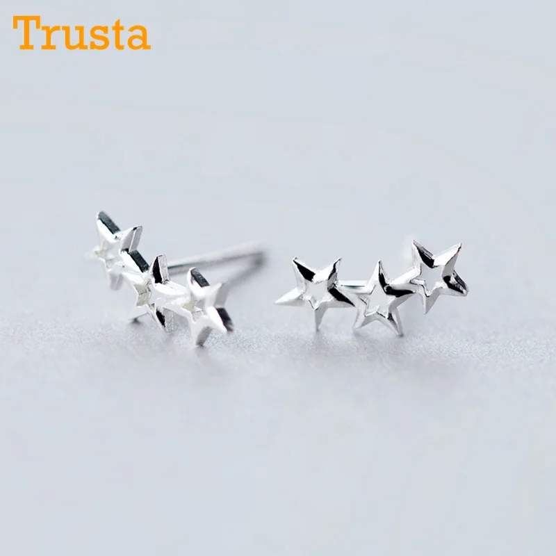 

Trusta Newest 925 Sterling Silver Women's Jewelry Fashion Tiny 5mmX11mm Star Stud Earrings Gift For School Girls Kids Lady DS99