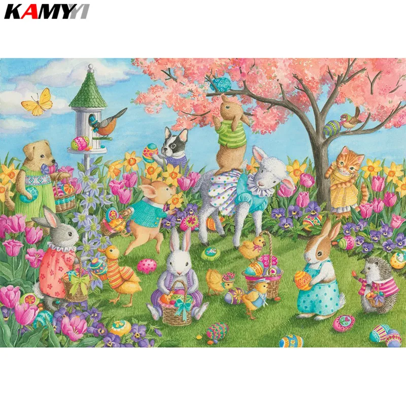 

Full Square/Round Drill 5D DIY Diamond Cute little rabbits 3D Embroidery Cross Stitch Mosaic Decor HYY