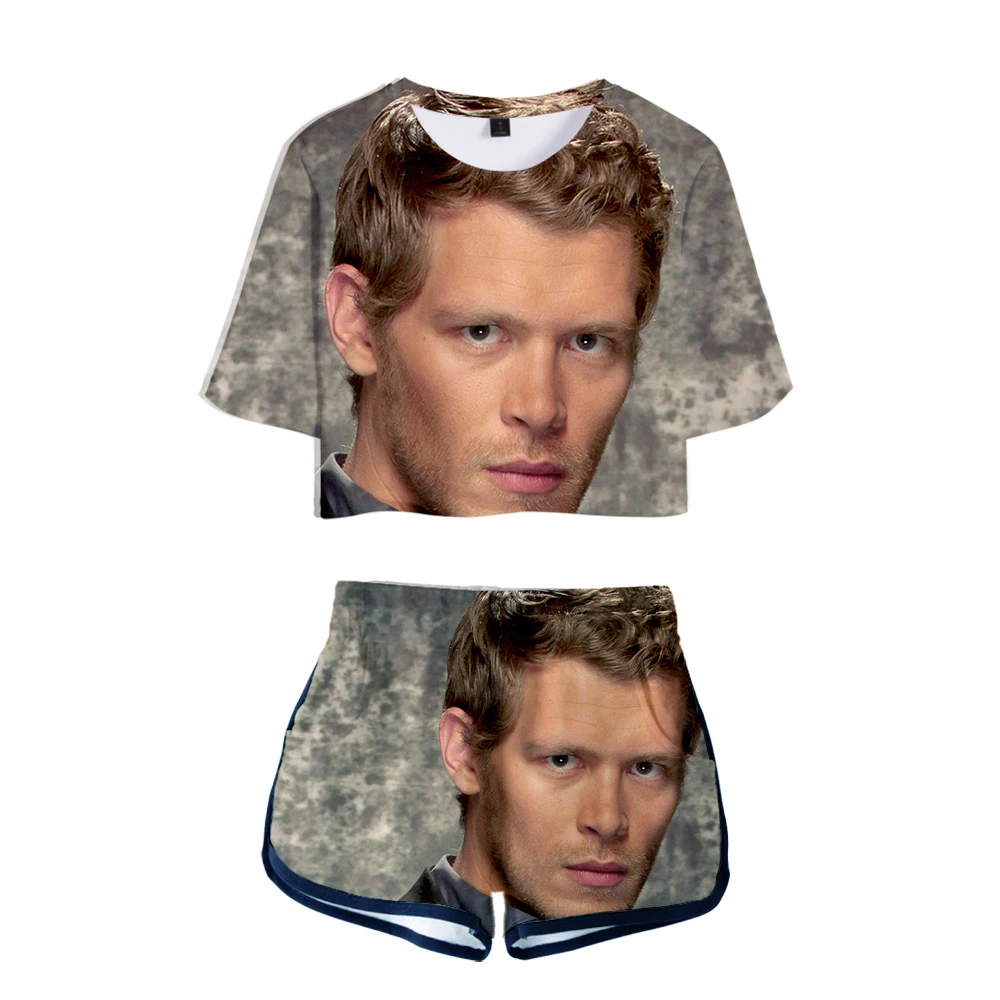 Niklaus Mikaelson 3D Printed Kpop Women 2 Piece Set Summer Short Sleeve Crop Top+Shorts 2019 Hot Sale Cool Streetwear Clothes |