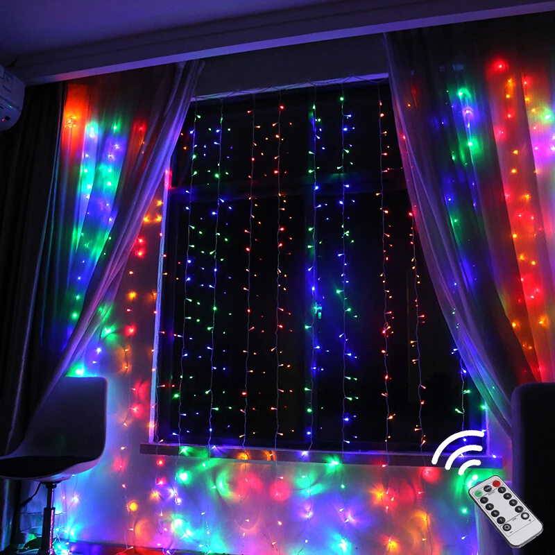 

3x3m USB or Battery Powered LED Window Curtain String Light 304 Led Wedding Party Decorative Light for Bedroom