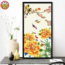 Рыба, лотос, хризантема, китайский Картина ветер, DIY Цифровая живопись маслом, крыльцо, большая гостиная китайский декоративный кулон