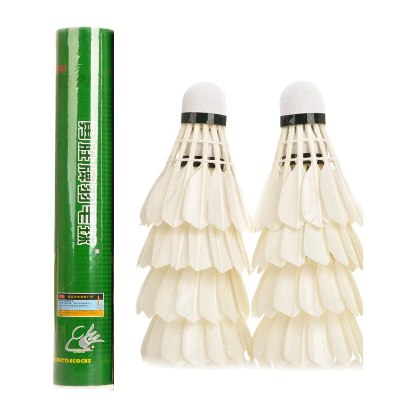 

12Pcs Durable Badminton Shuttlecocks White Class B Duck Feather Badminton Balls for Amateur Training Competition Speed 76 77