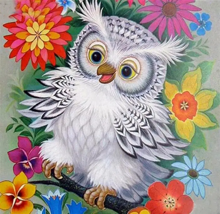 

Diy Diamond Painting Cartoon Owl Baby Cross Stitch Colorful Diamond Embroidery Flowers Around Home Decor Children Gift