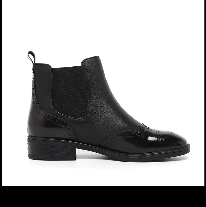 Excellent MYCOLEN New Chelsea Boots Women Shoes Comfortable Round Toe Thick Heels Shoes Band Fashion Solid Slip-on Ankle Boots Waterproof 9