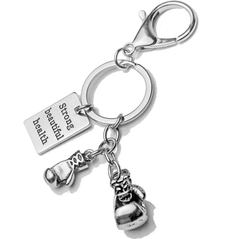

Boxing Glove Keychain For Keys Car Bag Charm Key Ring Handbag Couple Key Chains Vintage Silver Gift Accessories