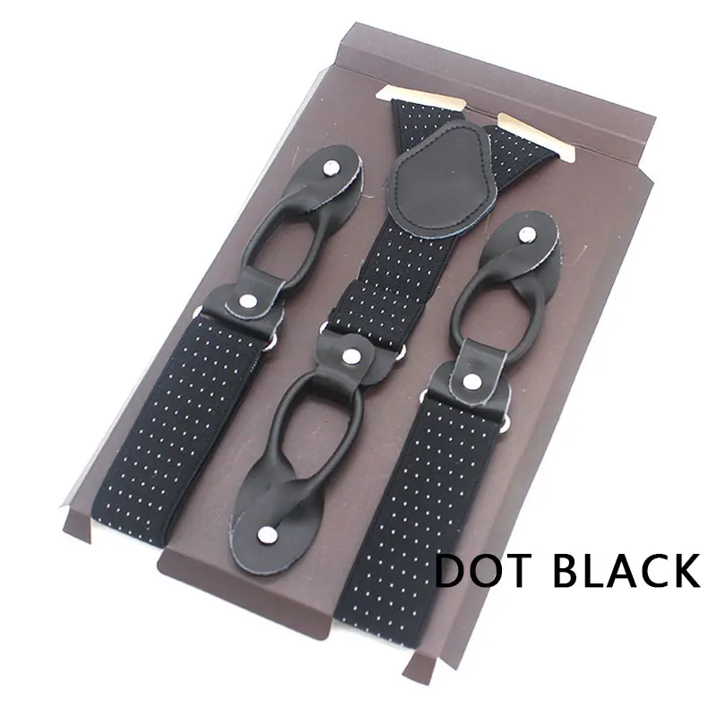 

New Man's Suspenders Real Leather 6 Button Brace Strap Fashion suspensorio Adjustable Ligas Tirantes 3.5*120cm without box