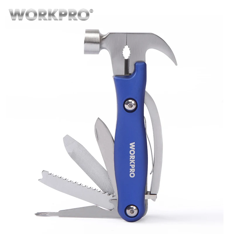 

WORKPRO 12-in-1 Multifunctional Tools Hammer with Knife Plier Saw File Screwdriver Camping Tools New