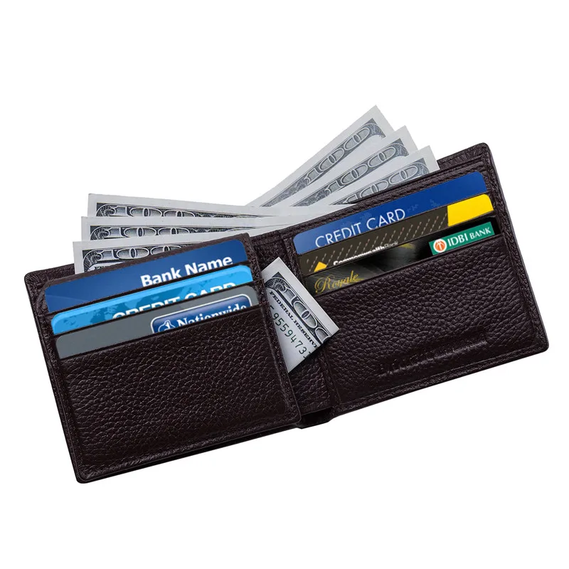 Bricraft Stylish Mens RFID Blocking Genuine Leather Wallet for Men Black Bifold Slim Badge RFID Wallet 10 Card Slots 12