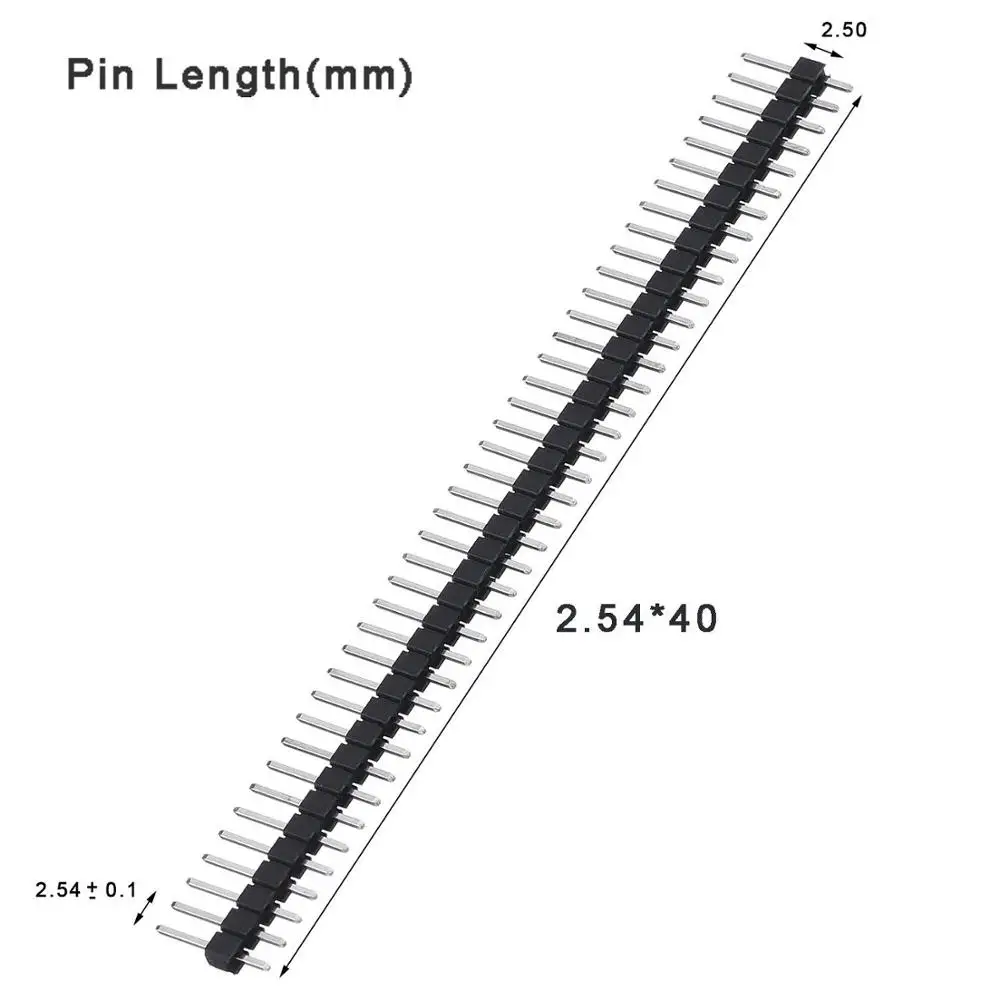 200 шт./упак. 40 Pin 1x40P Однорядный Мужской 2,54 поломка 40Pin коннектор для Arduino черный