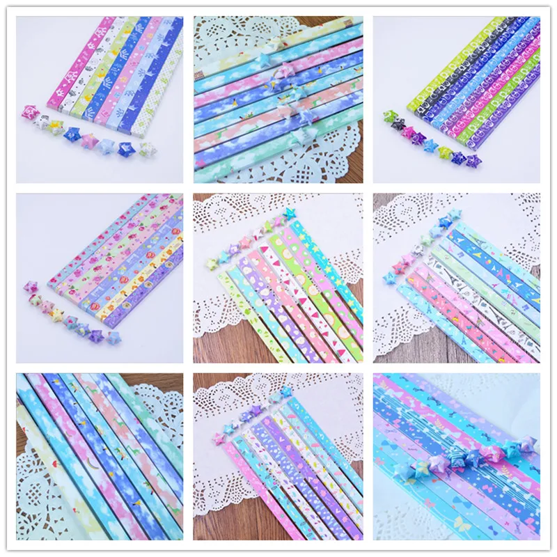 

400pcs/lot Colorful Quilling Paper Decorative Paper 18 Colors Origami Lucky Star Paper Strips Craft Paper Wishing Star Material