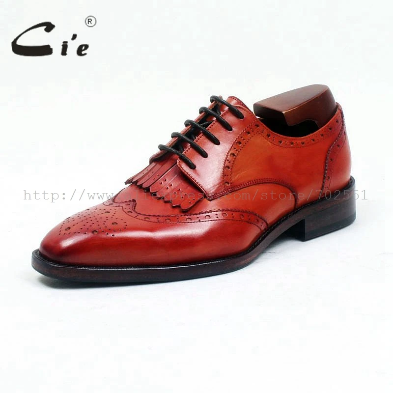 CIE с квадратным носком медальон кисточки Orange коричневый натуральной телячьей кожи мужская обувь Блейк/маккей Швейные заказ кожа обувь D168