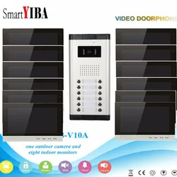 SmartYiBA-Home Video Door Phone para 12 apartamentos, interfone, 10 em cores, monitor interior, câmeras de vídeo, campainha Botões Kit