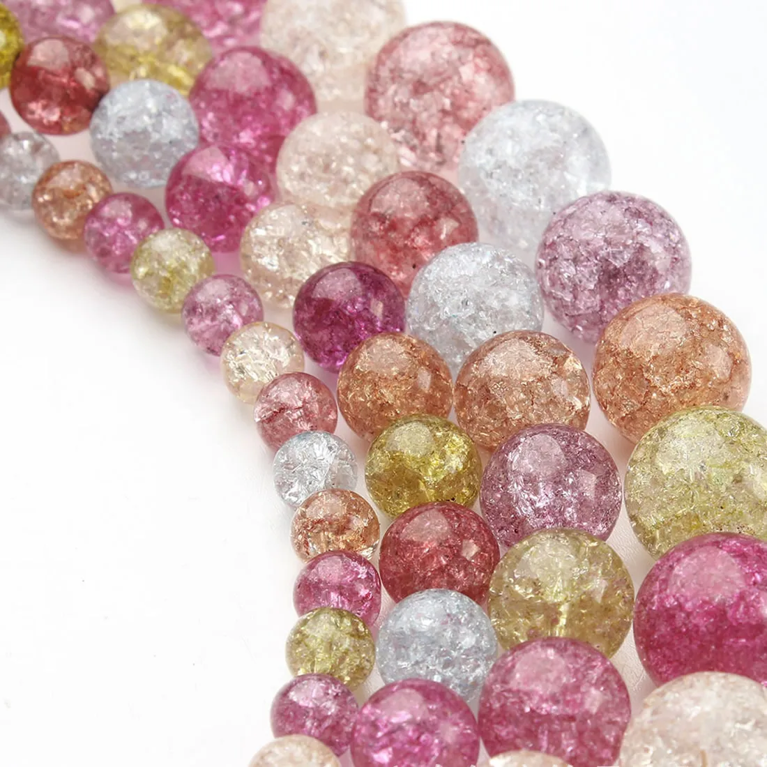 Gifts Women Crackle Glass Beads Wholesale Jewelry Round Mixed Colors 6/8/10/12mm Diy Making