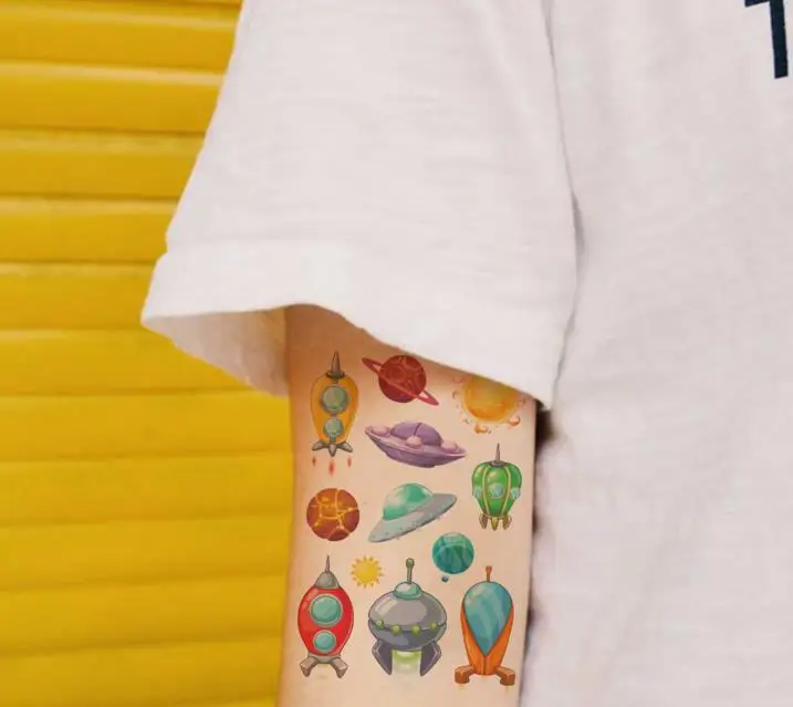 10 قطعة الفضاء الوشم للطفل وهمية Taty الأطفال Tatouage روكتس الفن الجسم للماء المؤقتة الوشم ملصق حزب زينة