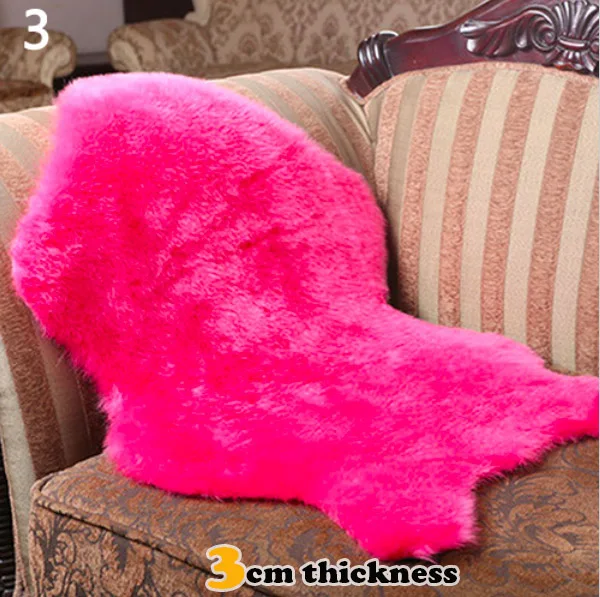 Ковер из искусственной овчины, ковер из овечьей кожи, шелковистый ковер для детской комнаты, спальни, дивана, покрывало на стул из искусственного меха - Цвет: Pink 3cm Thickness