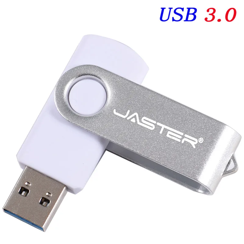 JASTER высокоскоростной флеш-накопитель USB 3,0 128GB 256GB Roation Pendrive USB3.0 флеш-накопитель 64GB 32GB 16GB металлический u-диск - Цвет: WHITE