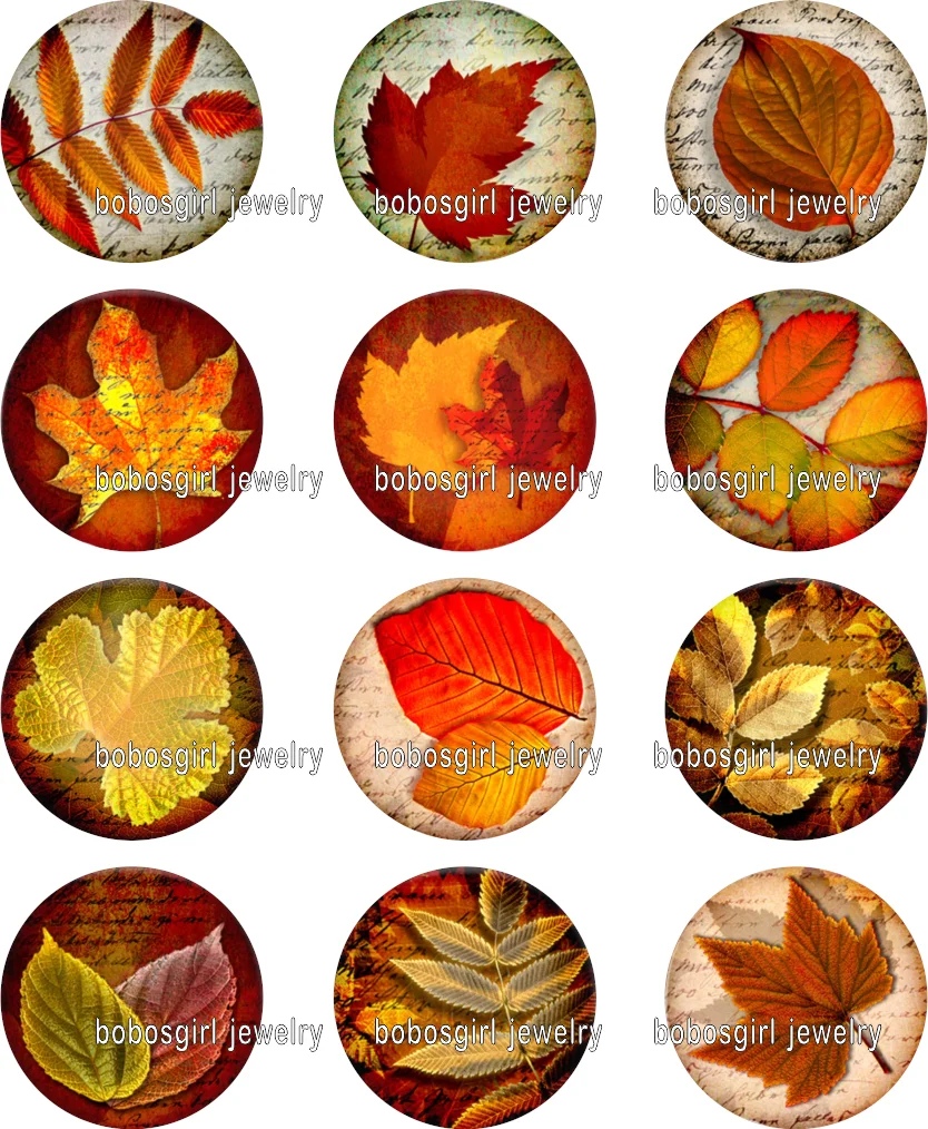 

thanksgiving Maple Leaf glass snap button photo Round cabochon flat back Gl386