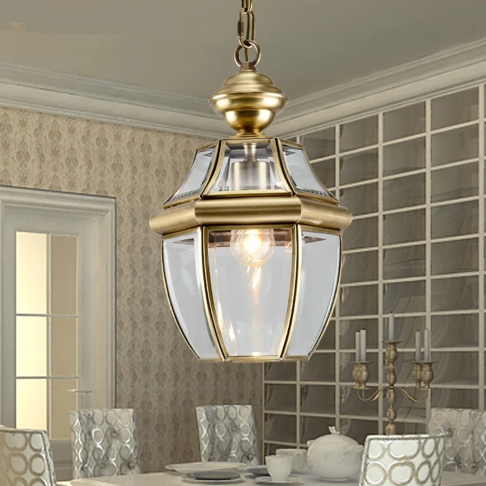 European style copper pendant lights corridor balcony pendant light big