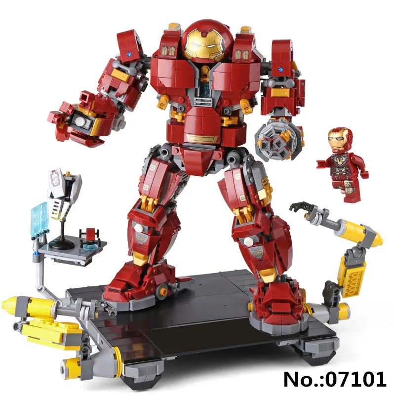 Lepin-07101-1527-St-cke-Super-Echte-Hero-Serie-Die-76105-Iron-Man-Anti-Hulk-Mech