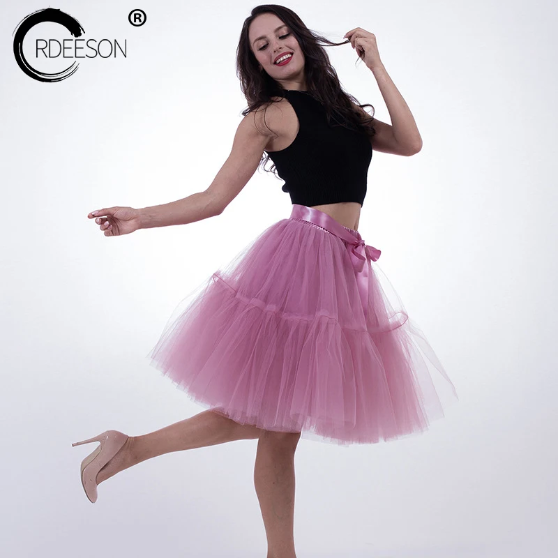 ORDEESON 60CM 5 Layers Yarn Tutu Tulle Skirt Women's Wedding Bouffant