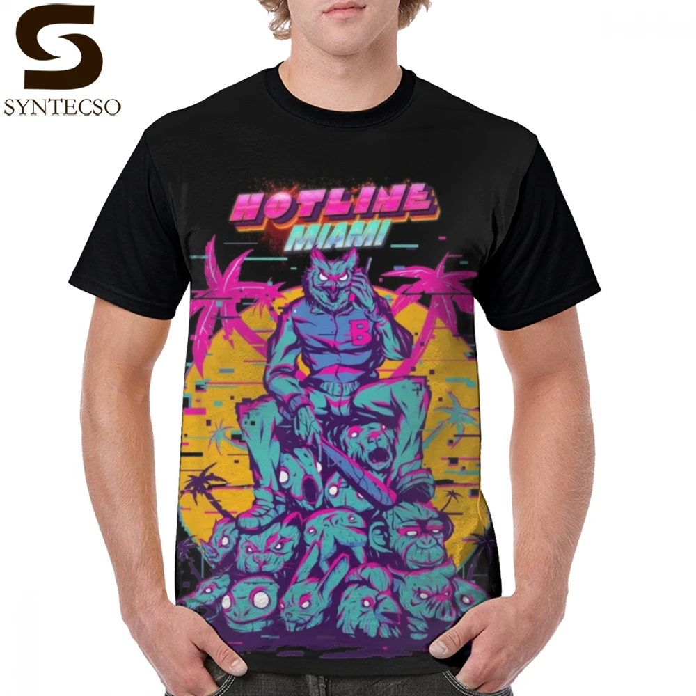 

Hotline T Shirt Hotline Miami T-Shirt Awesome Short-Sleeve Graphic Tee Shirt Mens 5x Beach Printed 100 Percent Cotton Tshirt