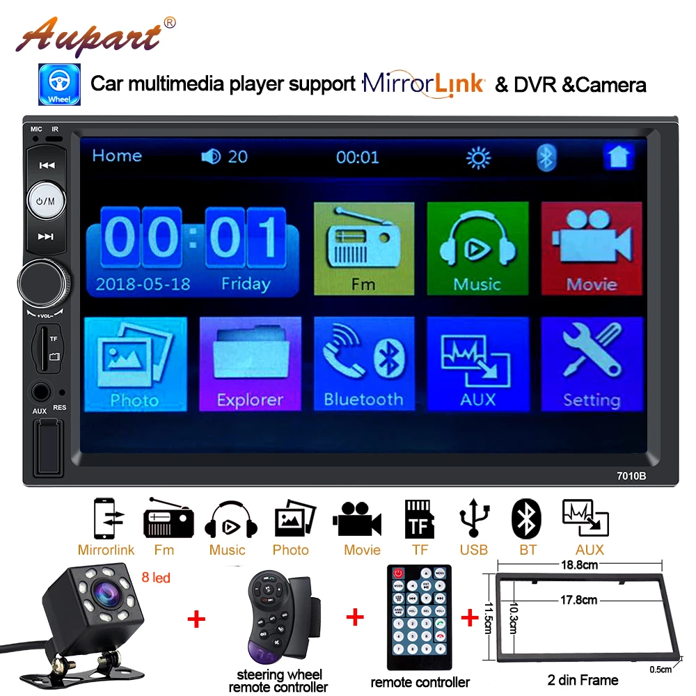 

Car radio 2 din autoradio double din universal multimedia player auto radio mp4 mp5 mirror link with rear camera touch screen