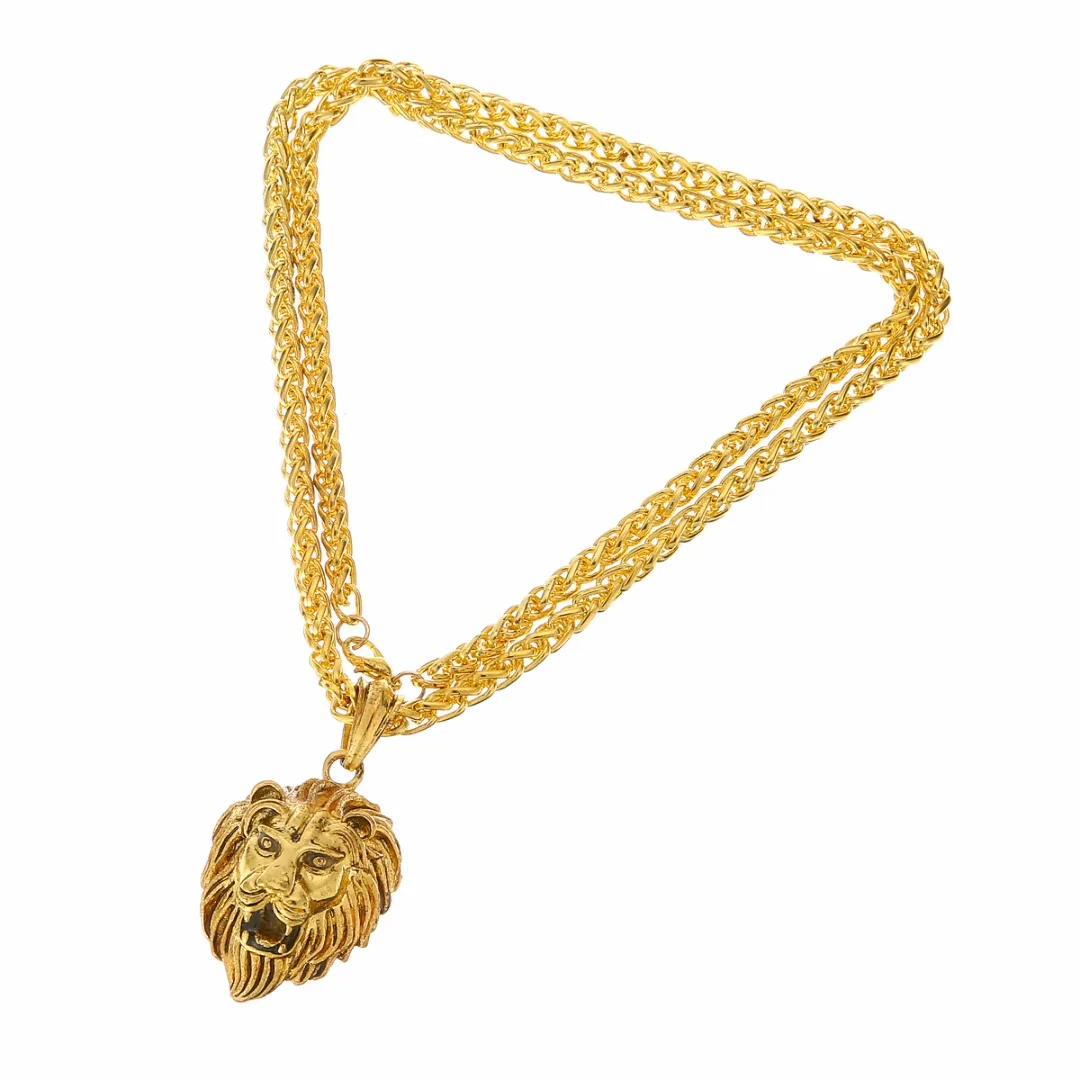 Men's Stainless Steel Luminous Glowing In The Dark Lion Head Pendant Necklace