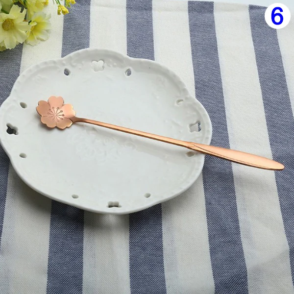 

1 Pcs Stainless Steel Flower Love Heart Spoon Coffee Tea Rose Gold Spoon Ice Cream Spoons PAK55