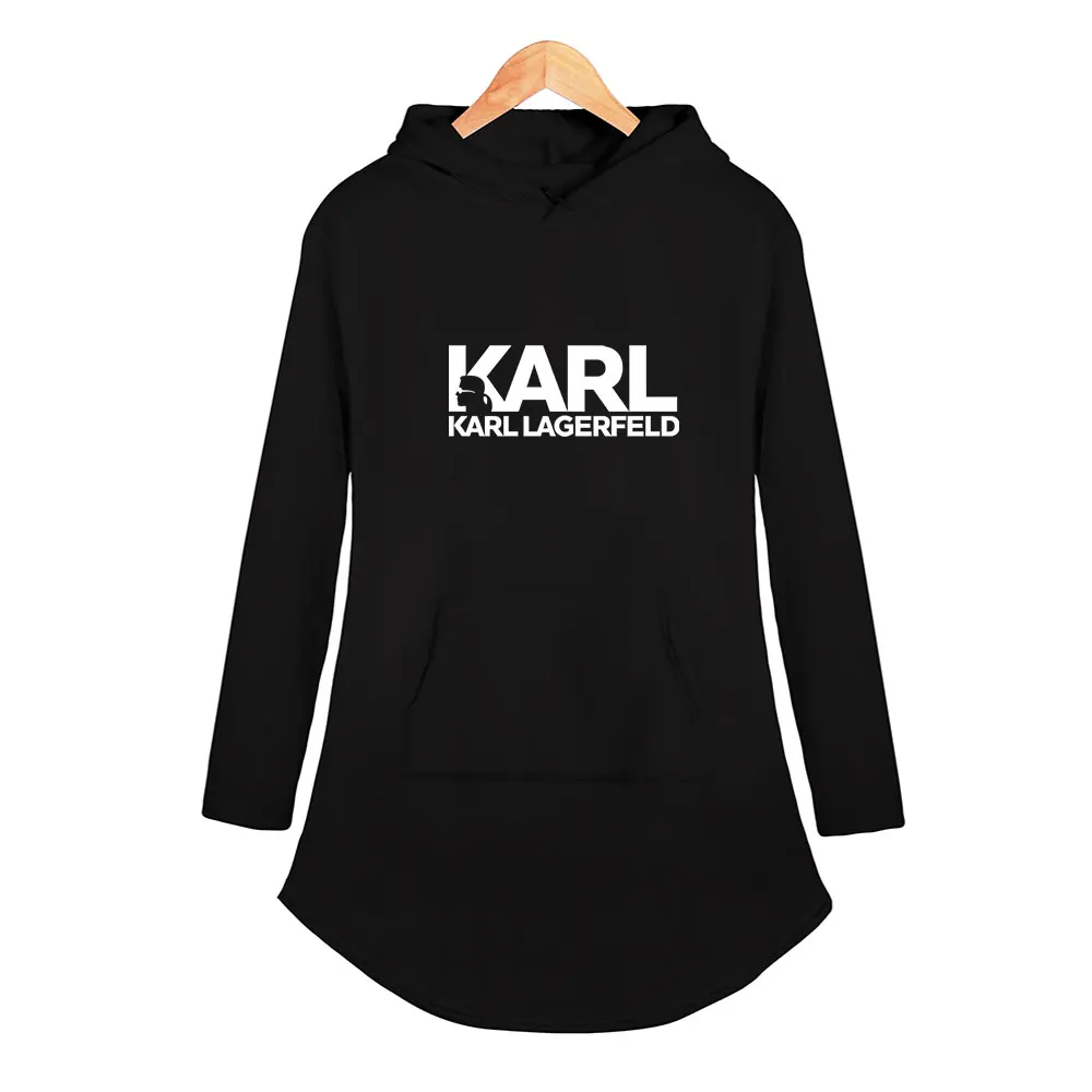 

Karl Lagerfeld Dresses Harajuku Women Long Sleeve Hoodies Dress Pullovers Sexy Ladies Casual Sweatshirt Dresses Karl Lagerfeld
