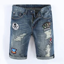 Plus Size 28-40 Summer Fashion Mens Jeans Shorts Knee Length Patches Ripped Jeans Men Denim Shorts Brand Streetwear Short Jeans Plus Size 28-40 Summer Fashion Mens Jeans Shorts Knee Length Patches Ripped Jeans Men Denim Shorts Brand Streetwear Short Jeans