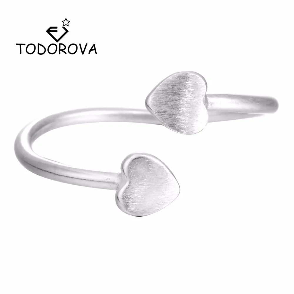 

Todorova Double Heart Rings for Women Adjustable Small Heart Ring Female Fashion Jewelry Wedding Rings bague anillos