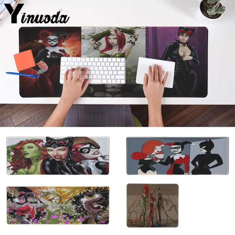

Yinuoda Poison Ivy and Harley Quinn and Cat woman Player desk laptop Rubber Mouse Mat Office Mice Gamer Lockedge Mouse Pad gamer