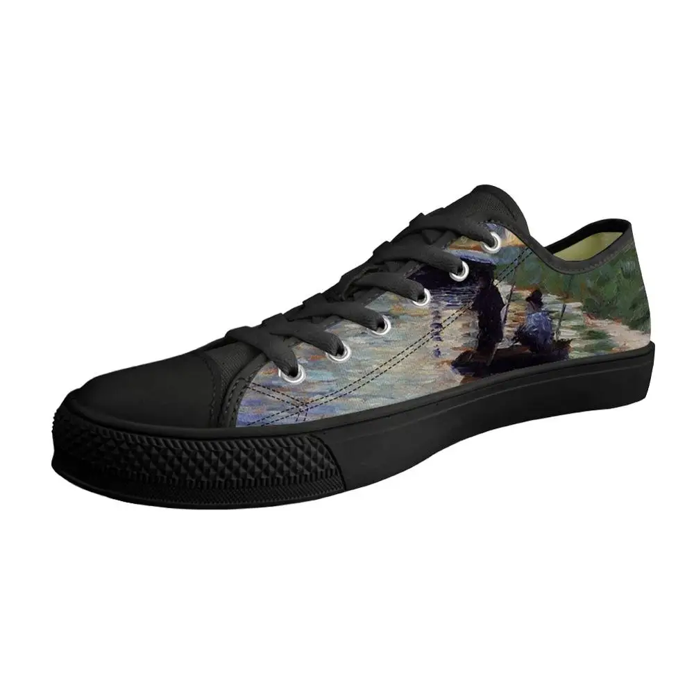 Новые трендовые мужские низкие черные туфли из парусины вулканизованные Мужские дышащие кроссовки на шнуровке с принтом «Жорж сеурат» - Цвет: LMXY1556Z37