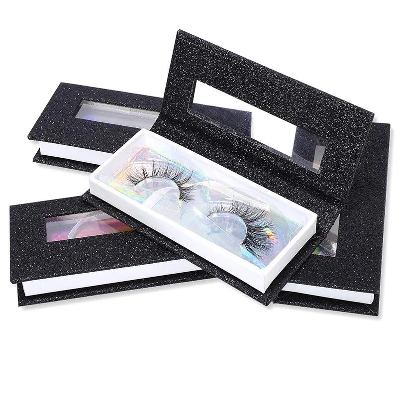 

Wholesale 3D Mink lashes Packaging empty eyelash box Packaging Black Magnetic box No Logo false eyelashes Packaging Storage Box