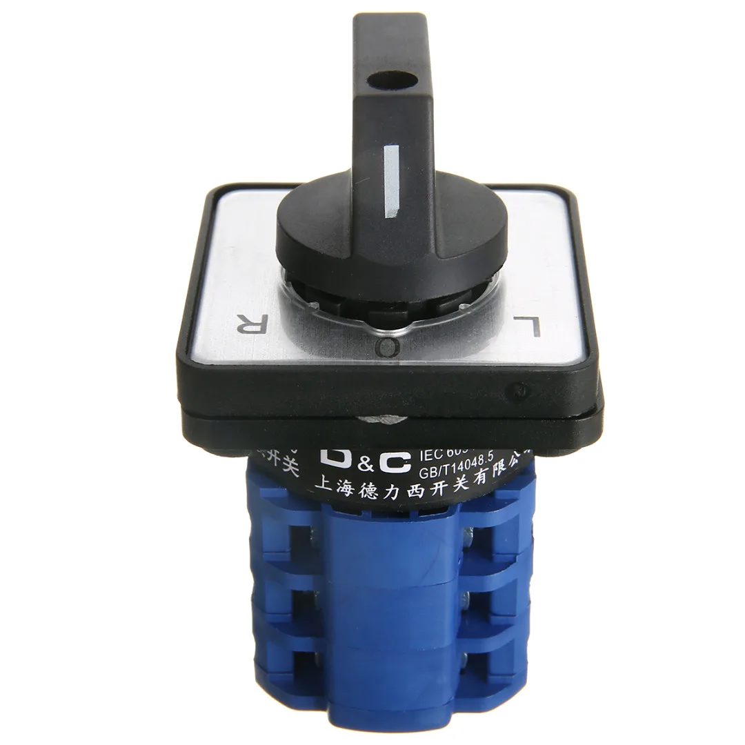 1pc Rotary Cam Changeover Switch L-0-R 20A/32A Electric 3 Position Cam Switch Control Panel Mounting