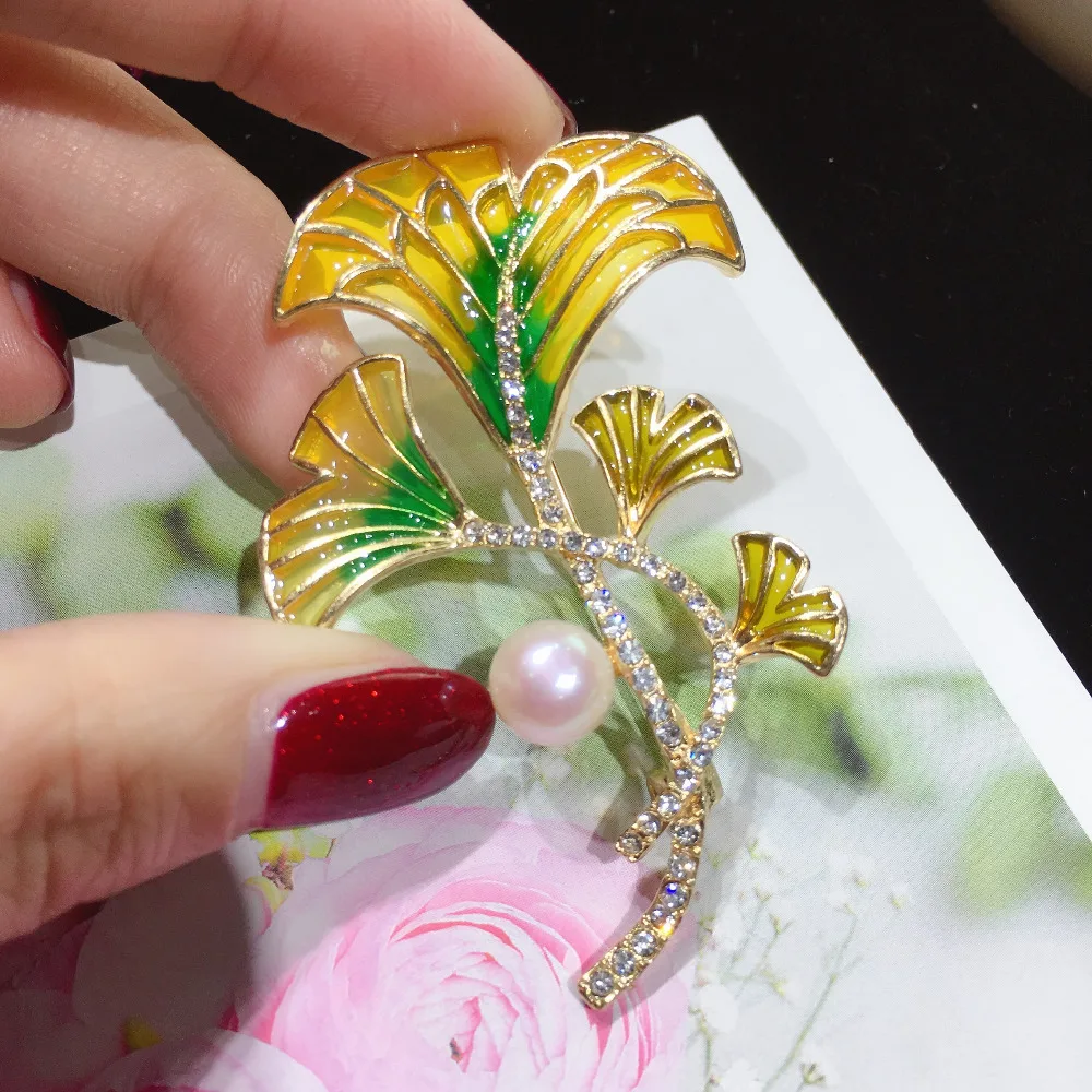 SHDIYAYUN новая жемчужная брошь натуральный пресноводный жемчуг креативная эмалированная брошь в виде цветка простые булавки для женщин ювелирные изделия женский подарок