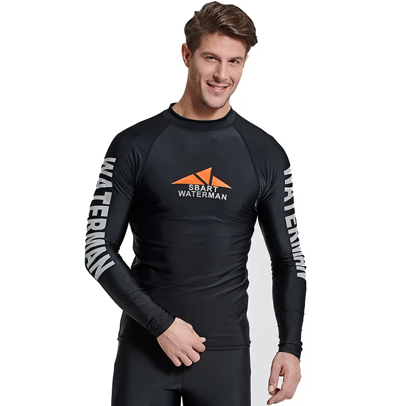 Sbart 1PC Black Quick Drying Men Scuba Snorkeling T shirts Long Sleeves