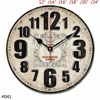

Antique White with Black Arabic Numerals Printed 12, 14, 16, 18, 20, 24 inches Round Single-sided Home Decor Wooden Wall Clock