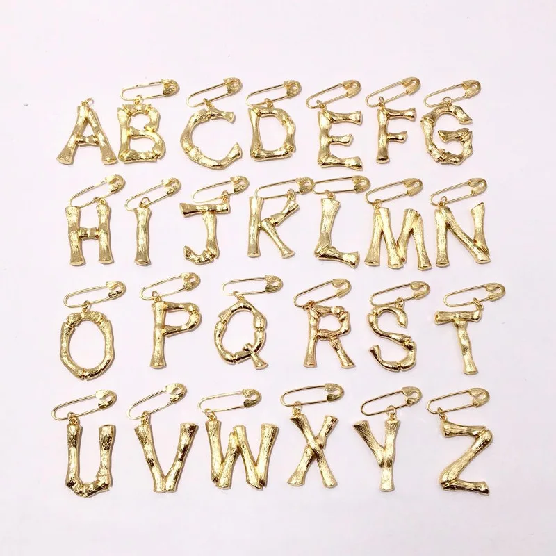 

Famous brand jewelry A B C D E F G H E J K L M N O P Q R S T U V W X Y Z 26 letter brooch gold copper alphabet brooches