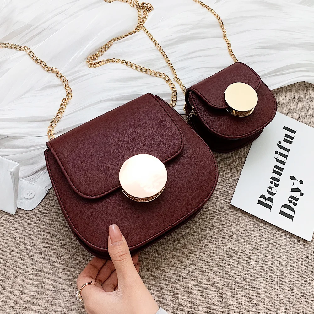 

Fashion bags for women 2019 big small bag Set women's PU Leather Women Shoulder Bag Chain Crossbody Messenger Saddle Bag