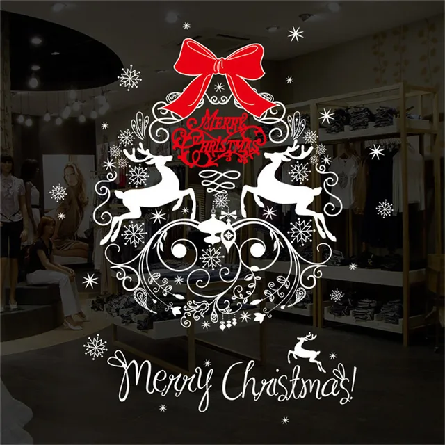 merry christmas wall sticker big christmas wreath pattern glass big christmas wreath