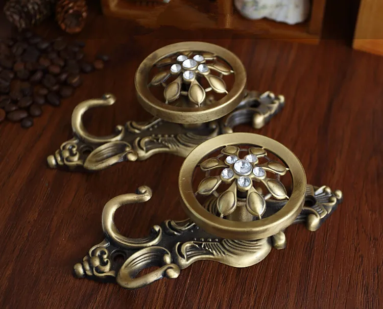 

1pc Crystal Wall Hooks Clothes Hanger Bronze Silver Gold Shabby Chic Tieback Hook Curtain hook Hat Coat Hangers