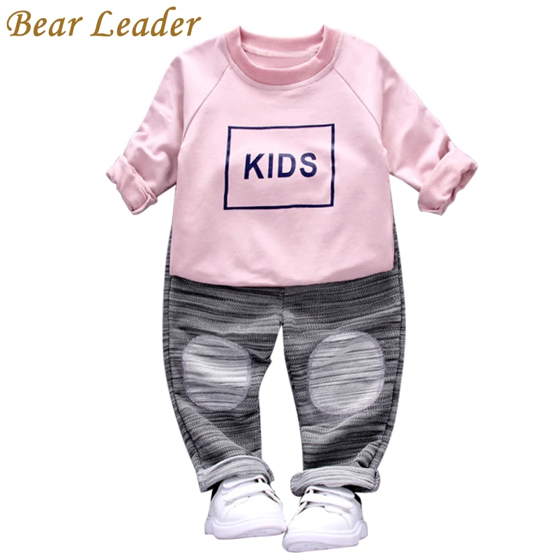 

Bear Leader Baby Boys Girls Sets 2017 New Autumn Baby Clothing Sets O-Neck Sweatshirt+Striped Pants 2Pcs for Baby Clothes