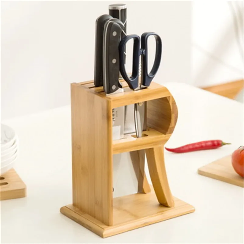 XMT HOME wooden kitchen stand for knives kitchen knives holder wooden storage knife rack 1pcin