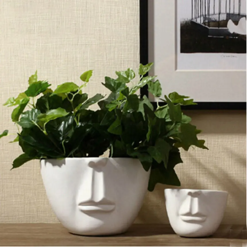 Man Face Flower Pots Planters Home Decoration Modern Desktop Decor Man Face Flower Pots Planters Home Decoration Modern Desktop Decor Bar Creative Diy Gifts White Ceramic In Nursery From Garden On