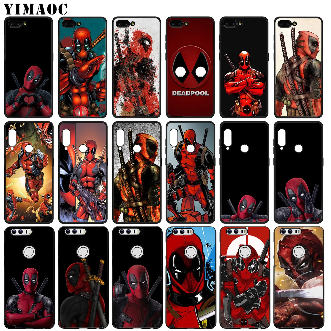 

YIMAOC Marvel Deadpool Soft Silicone Phone Case for Huawei Y7 Y6 Prime Y9 2018 Honor 8C 8X 8 9 10 Lite 7C 7X 7A Pro Black Cover