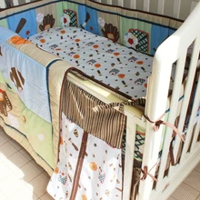 Акция! 5 шт. вышитые детские Постельные принадлежности кроватка постельное белье кроватки Постельные принадлежности комплект включают(бампер+ одеяло+ кровать+ крышка юбка+ пеленки мешок
