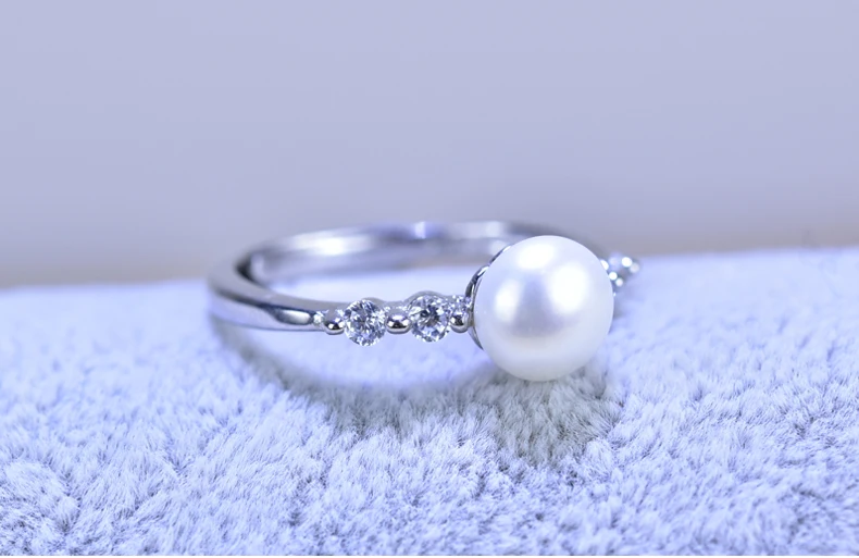 ZHBORUINI модное кольцо с жемчугом простое кольцо из циркона натуральные кольца из пресноводного жемчуга Кольцо из стерлингового серебра 925 ювелирные изделия для женщин